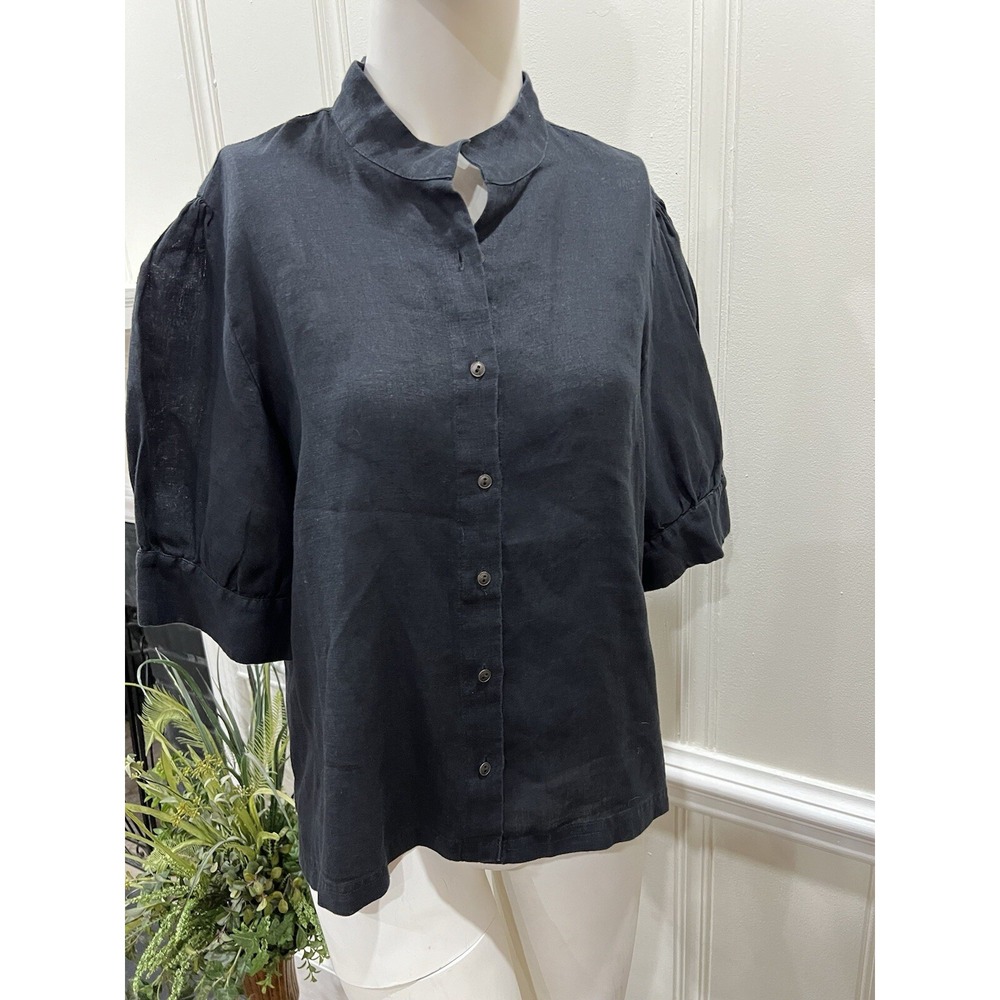Reistor Hemp Blouse or Jacket  Womens  Collar  Top Shirt Black Large